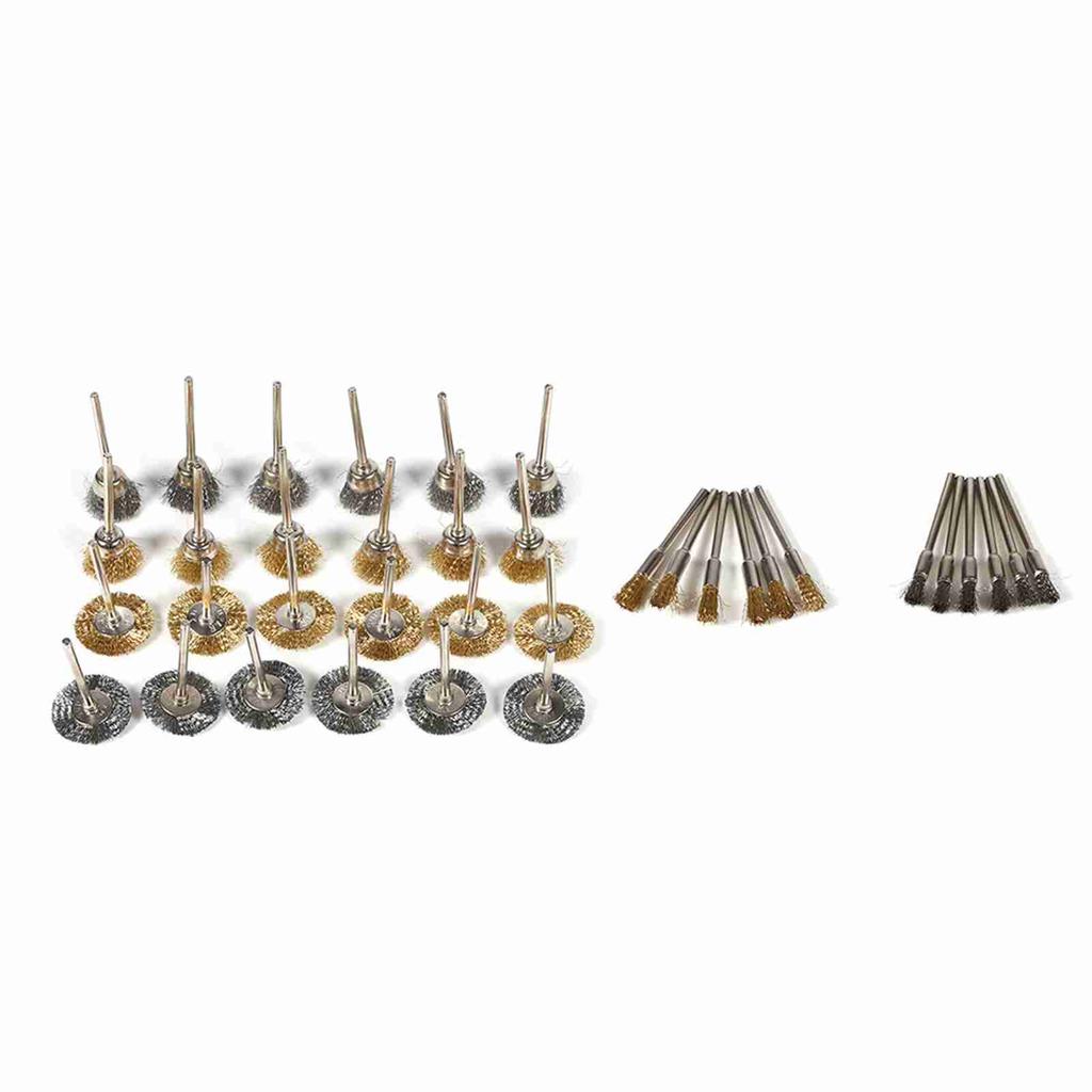 36 шт. Набор щеток из латунной стальной проволоки, ручка, чашка, колесо, полировка, очистка, вращающиеся инструменты, полный комплект