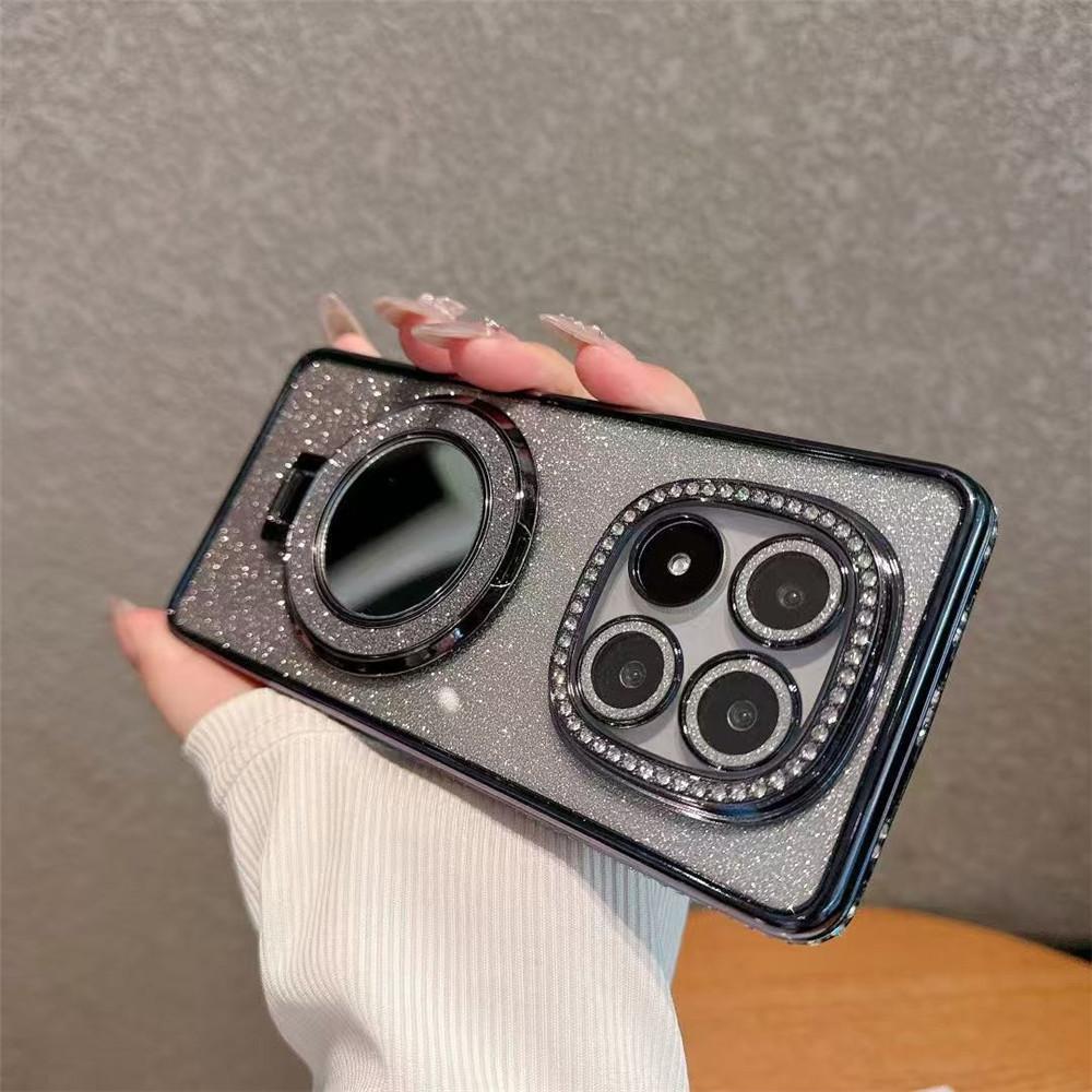 Чехол-подставка с магнитным креплением и зеркальным блеском для Xiaomi Remi Note 14 Pro 5G 13 Pro Plus 12 11 10 Pro 11S 10S 14C 13C A3 4G