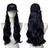 Hat Wig Women Long Curly Synthetic Hair Orange Heat Resistant No Bangs Direct Wear Exotic Style