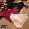 3Pcs Women Seamless Ultra-Soft Underwear Sexy Low Waist Lace Panties Female Breathable Solid Briefs Sports Comfort Lingerie S-XL