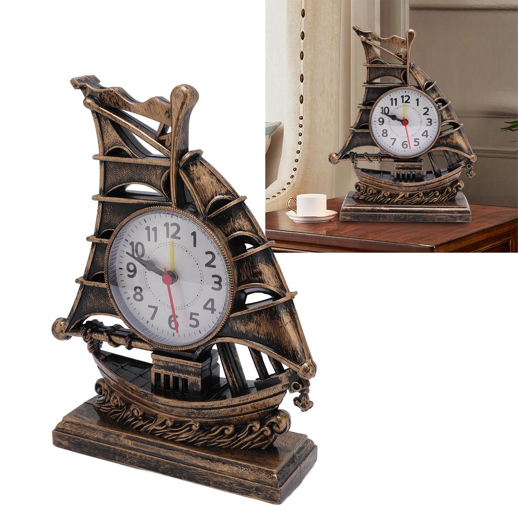 Фигурка парусника Часы Антикварные Декоративные Легкие в уходе Фигурка лодки Часы для дома