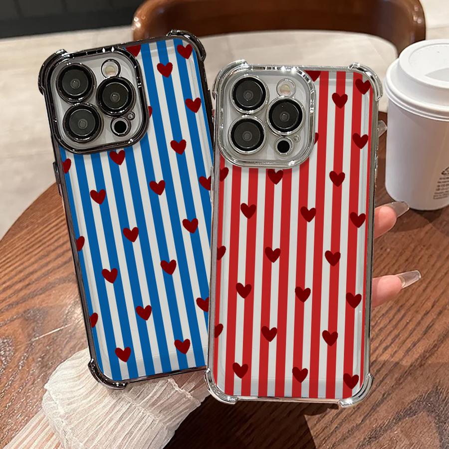 Чехол для телефона для Apple iPhone 17 Pro Max 15 11 12 Plus Air 16e 13 16 Pro 14 Полоска Сердце