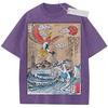 T Shirt Sports T Shirt Short Sleeve T Shirt Beige Unisex Pure Cotton Washed Vintage Japanese Art Pokemon Ho Oh and Lugia Print