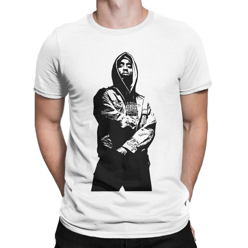 Мужская женская футболка T-Tupac из чистого хлопка с графическим принтом Футболки в стиле хип-хоп Верхняя одежда