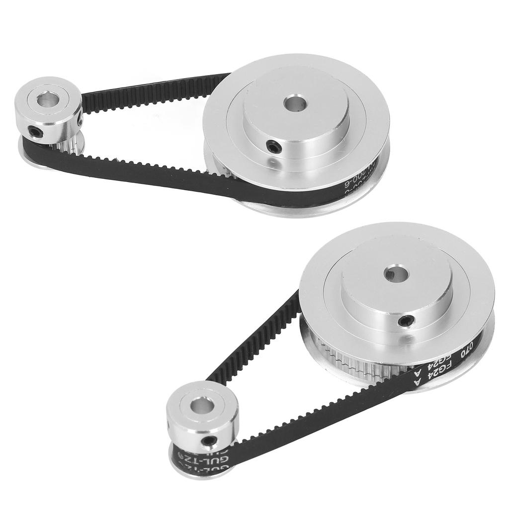 2 Set Synchronous Wheel Aluminum Alloy Timing Pulley with 2Pcs Length 200mm Width 6mm Belt