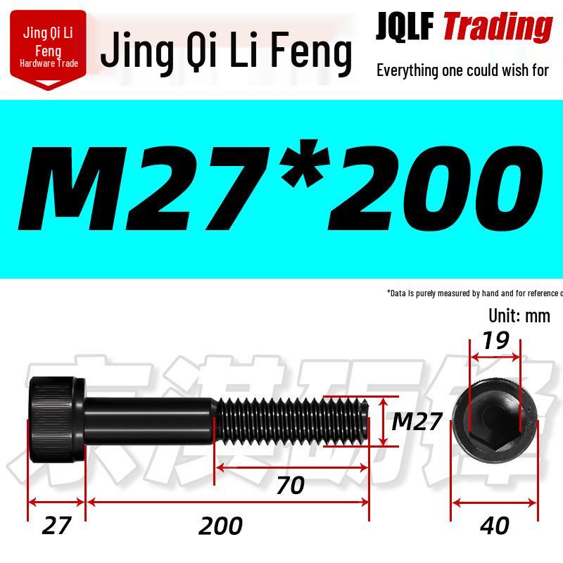 M20-M27 High Strength Blackened Hex Socket Head Cap Screw with Knurled Cylindrical Half Thread