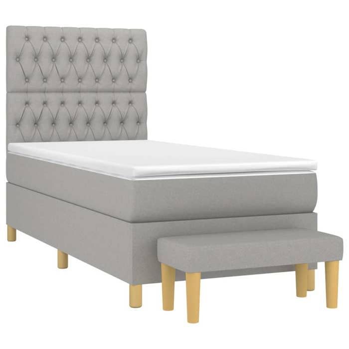 Maison Exclusive - Sommier à lattes de lit et matelas Gris clair 90x190 cm Tissu
