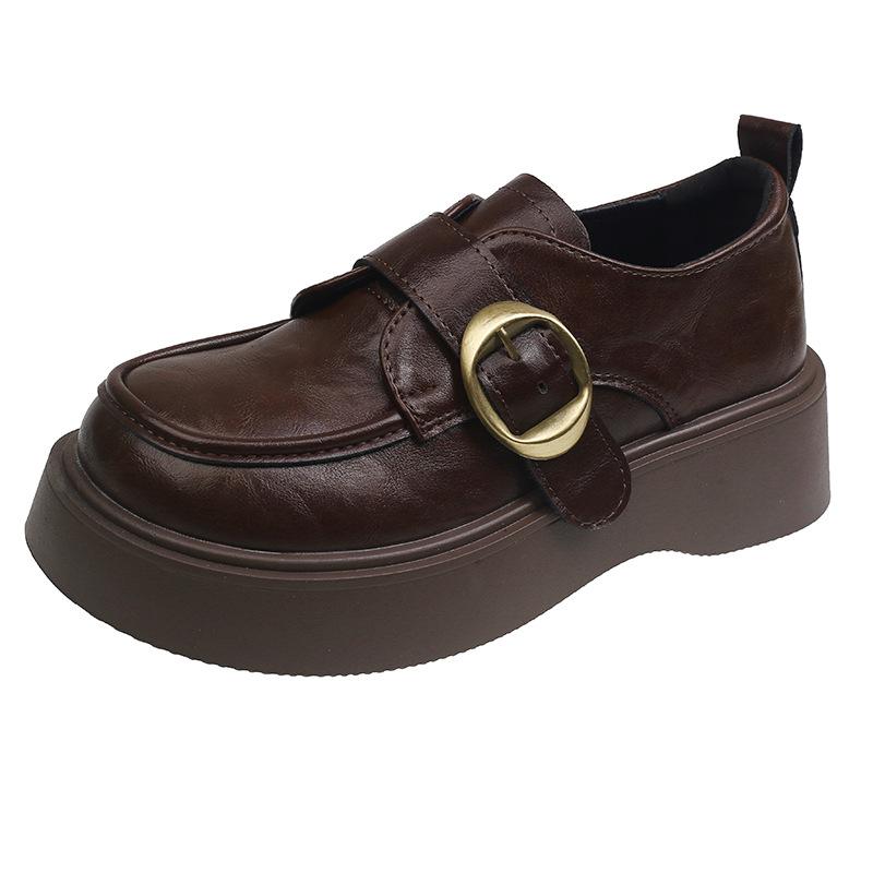 Коричневые туфли на высокой платформе в британском стиле, женские, новые, весна-осень 2025 года, универсальные, юбка, мокасины Мэри Джейн