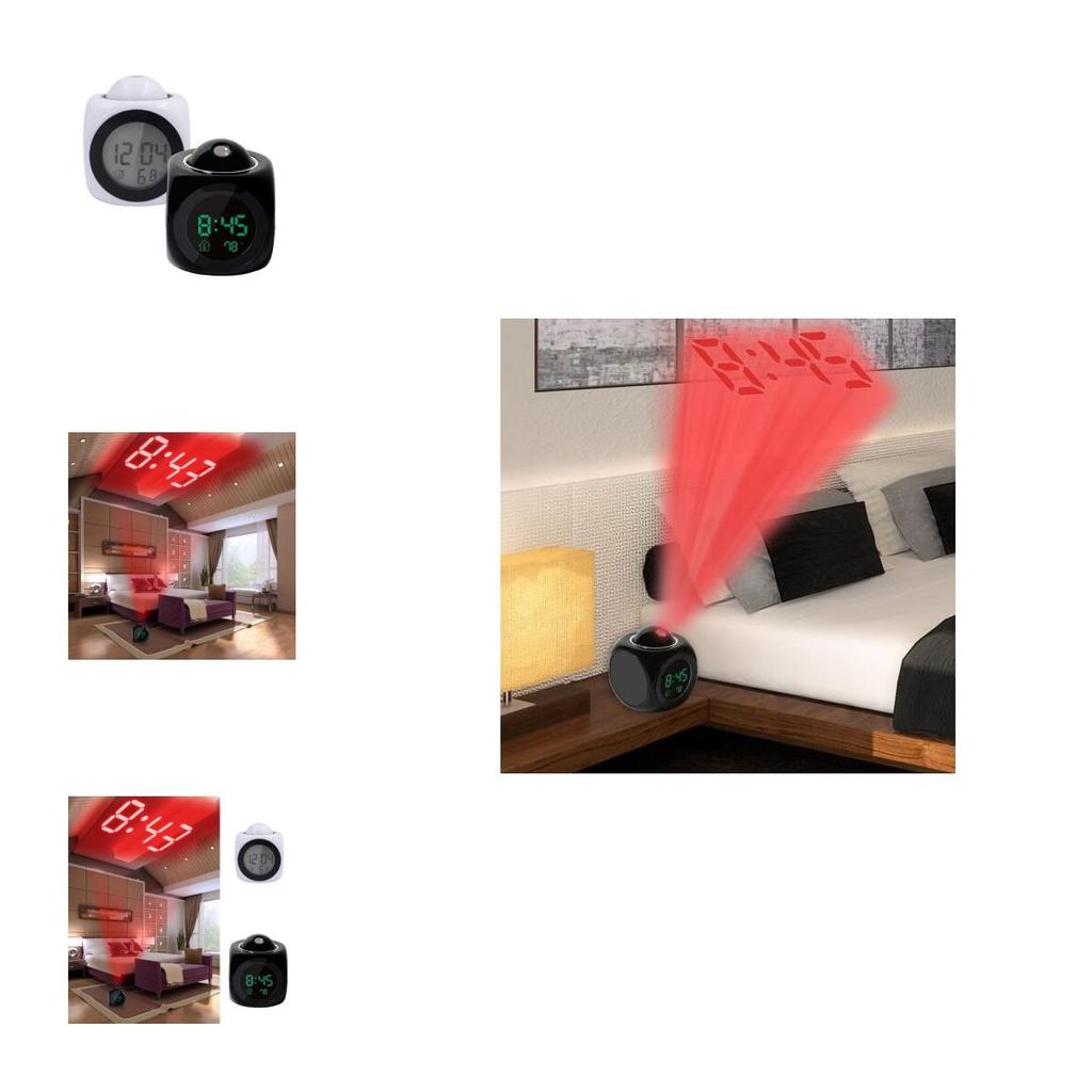 Классический цифровой будильник многофункциональный с голосовым оповещением и яркой светодиодной проекцией, отображением температуры