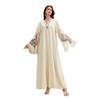NC44 Middle Eastern V-Neck Muslim Women's Robe with Tassel and Print Abaya