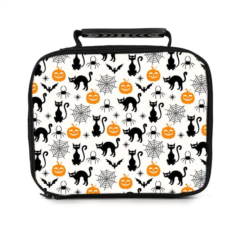 Best Gift for Boys Girls Cute Cat Pattern Portable Durable Handheld 2D Cartoon Insulated Lunch Bag/ Picnic Bag Zipper Closure