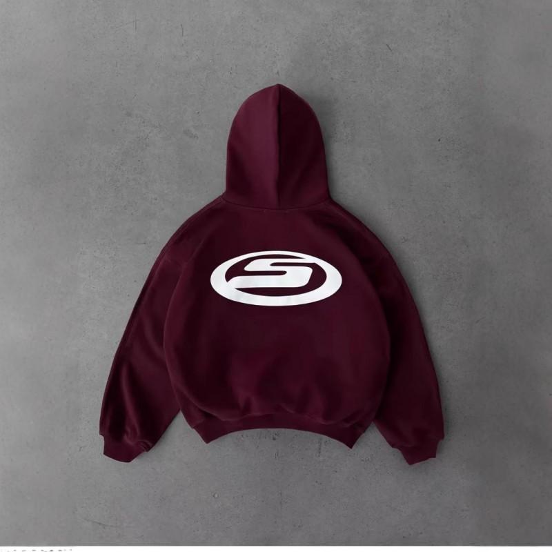 Womens Fleece Hooded Sweatshirt Casual Letter Print Loose Fit Fall Winter Couple Top