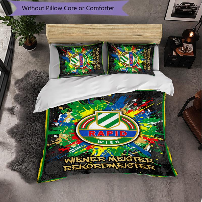 Rapid Wien FC Themed Bedding 3Pcs Duvet Cover Set Decorative Bed Linen For Teen Room Home Decoration