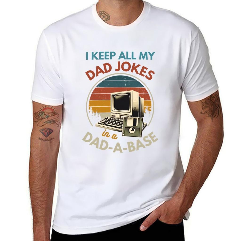 I Keep All My Dad Jokes in a DadABase Fathers Day Humor TShirt Construction Work Tee Shirt