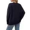 Women's Oversized Knit Sweater, Comfortable Top, Cute Thick Round Neck Plus Size Pullover Long Sleeve Clothing