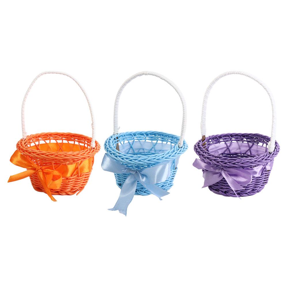 Decorative Round Small Flower Basket Imitation Rattan Hand-woven Flower Basket Children