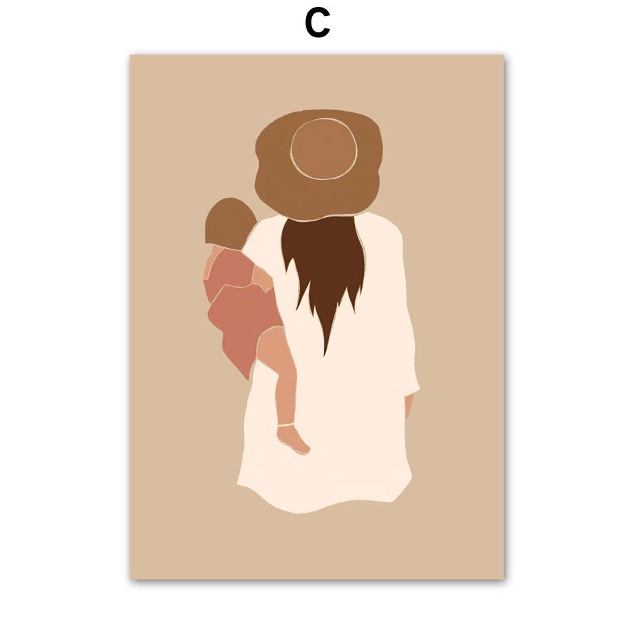 Беременная мама и ребенок, настенная живопись на холсте, картина для матери и ребенка, плакаты на скандинавскую тему и принты, настенные панно для детской комнаты, декор для спальни