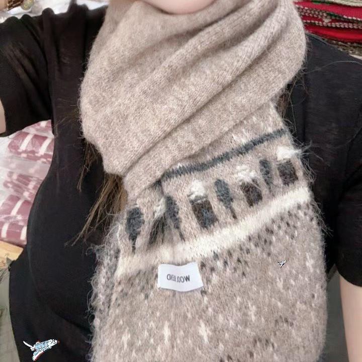 Высококачественный женский и парный красный шерстяной вязаный снуд - Теплый рождественский шарф для осени и зимы