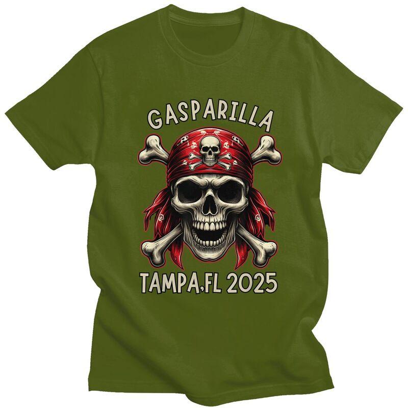 Индивидуальные пиратские футболки с черепом и скрещенными костями Gasparilla 2025 Мужские футболки с коротким рукавом Уличная одежда Хлопковая футболка Оверсайз Футболка Подарок