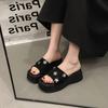 Slippers Women's Summer Outer Wear 2025 Summer High-heeled Muffin Heightening Summer Sandals Platform Women's Shoes Black Cool Slippers
