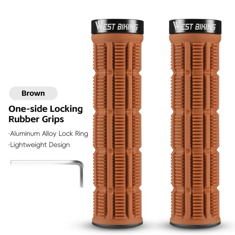 WEST BIKING Bicycle Handle Bar Grips Mountain Bike Soft Single-sided Locking Handlebar Cover Plug Rubber Non-slip Cycling Grips