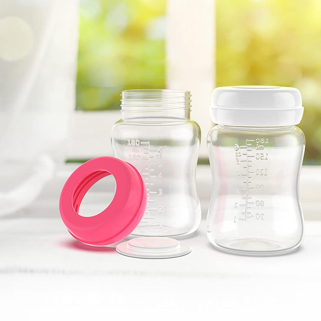 Breast Milk Storage Bottles, 120°C (40°F), Heat-Resistant PP, 180ml, with Silicone Gasket, Leak-Proof, Refrigerator-Safe, 4 Colors, Easy to Clean