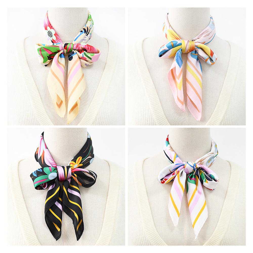 Women'S New Fashionable Atmosphere Simulation Silk Scarf Neck Protection Scarf Spring Summer Autumn Square Scarf