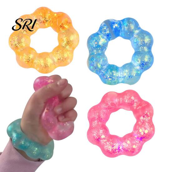 Sensory Squeeze Toy Glitter Bracelet Soft Stretchy Bracelets Knead And Playbands for Kids Mix Wearable Slow-Rebound Fidget Toys Adults Washable Bands