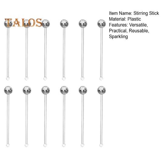 12 Pcs Disco Ball Drink Stirrers Plastic Swizzle Sticks for Coffee Cocktails Mirror Ball Cocktail Stir Sticks Home Bar Use