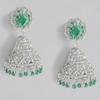 Дизайнерские серьги Jhumki Estele с родиевым покрытием и цирконами, цветком и зелеными камнями для женщин
