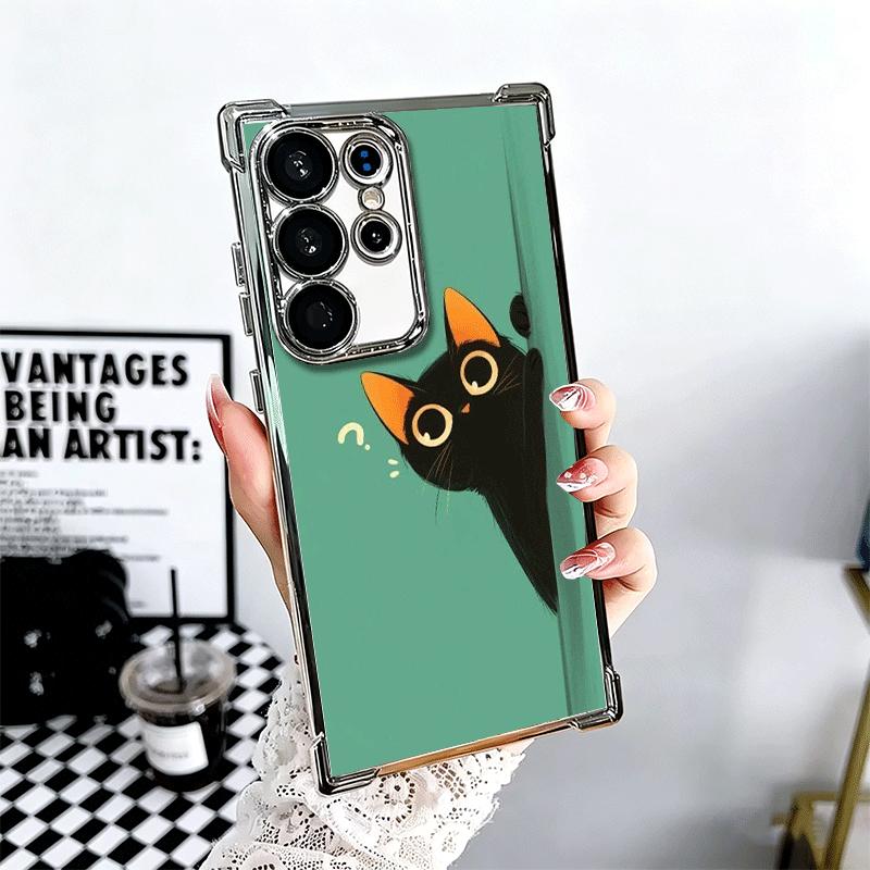 Кот Милый Котенок Мультяшный Покрытие Чехол для Телефона Для Samsung Galaxy S24 S25 FE S26 Edge S23 Ultra S22 S21 Plus S20 Противоударный Подушка Безопасности C