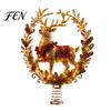 Spring Loaded Tree Crown Ornament Lighted Christmas Topper, Illuminated Santa Claus Gingerbread Nutcracker Treetop Decorative Geometric with Base for