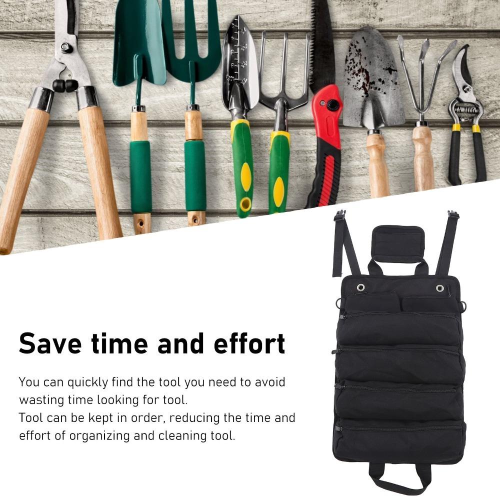 Oxford Cloth Roll Up Tool Bag Separate Pockets Multipurpose Tool Bag  Gardening