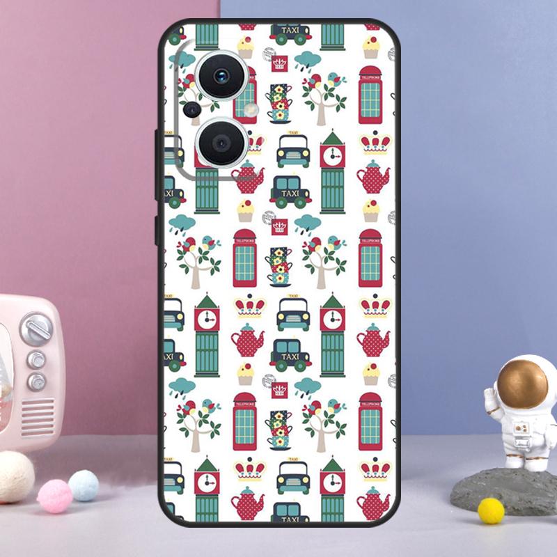 Лондонский Красный Автобус Биг Бен Чехол Для OPPO Reno 12 F 11F 13F 14F 10 11 13 14 Pro 7 8 Lite OPPO Find X9 X6 X5 X8 Pro Чехол