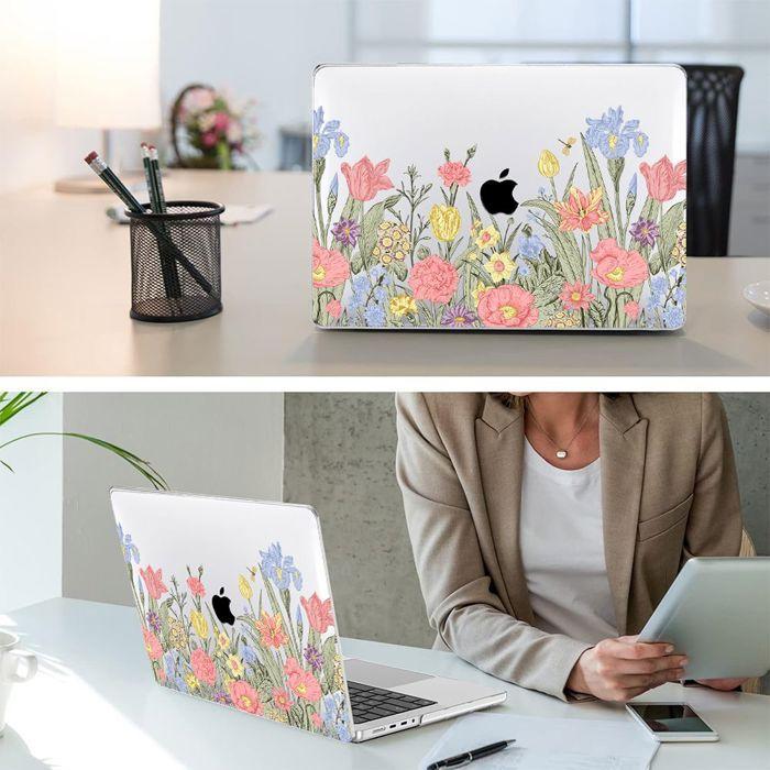 Coque de protection - BOOLING - compatible MacBook Pro 16 Pouces - Rigide - Dos Aération- Motif Fleur