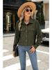 2024 Trendy Women's Casual Corduroy Crop Jacket: European & American Style Button-Up Cardigan