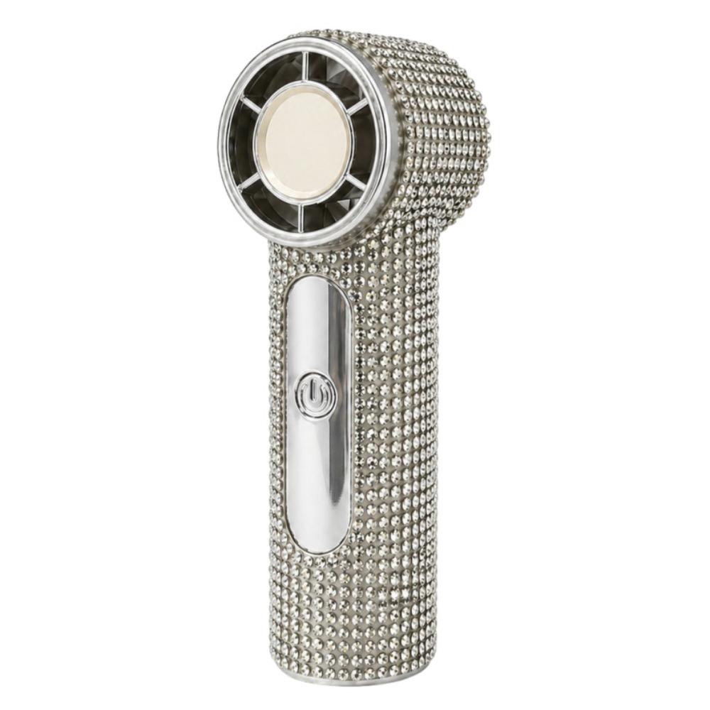 Sparkling Mini Cooling Fan Long-Lasting Portable Hand Fan Rhinestone Handheld Fan Travel Use