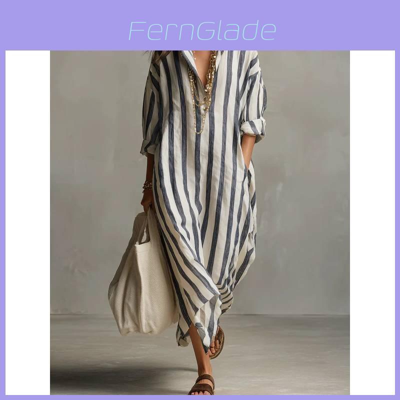 Stripe Shirt Dress With Pockets For Casual Summer Wear