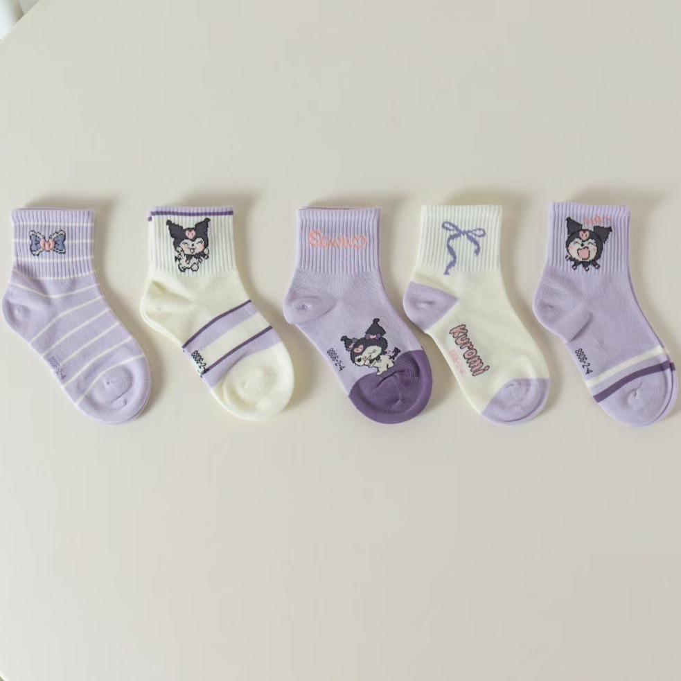 Хлопковые детские носки Cotton XiaoQ - Коллекция Осень/Зима, 5 пар, Детские размеры для студентов