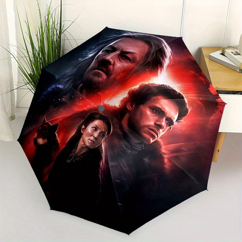 1pc Game of Thrones Automatic Folding Umbrella, Portable Collapsible Design, 8-Rib Iron Frame, All-Season Casual Outdoor Accessory for Christmas Birth