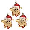 3Pcs Christmas Red Hat Star Ornaments Hand-Painted Plastic Hanging Decor for Tree Home Office Festive Party Decoration