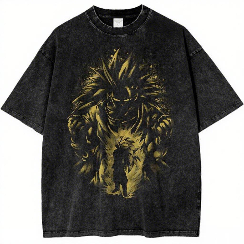 Dragon Ball Super Saiyan  Gohan Printed Tshirt Mens and Womens Washed Tshirt High Quality Vintage Cotton Tshirt Tops