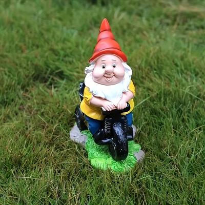 Велосипедный гном Цветочный гном Статуя для патио Садовый гном Декоративная скульптура Украшение Уличные украшения Уличная статуя