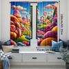 2Pcs Cartoon Candy Themed Curtain Colorful Window Drapes For Birthday Parties Decor Suitable For Bedroom Living Room A