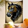 "Elegant Black Horse with Golden Harness" Patterned tapestry home decor, suitable for bedroom and living room, gift