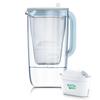 BRITA Water Filter, Jug-Style, Tested for PFOS/PFOA Removal, Glass Jug, Light Blue, Filtered Water Capacity: 1.23L (Total Capacity: 2.5L), Includes On