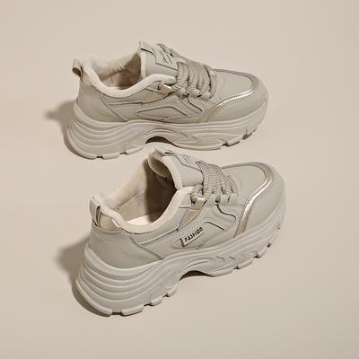 CRLAYDK женские зимние кроссовки на толстой подошве с тонкой меховой подкладкой, удобные кроссовки для ходьбы, повседневные кожаные туфли на танкетке, спортивные теннисные туфли для женщин