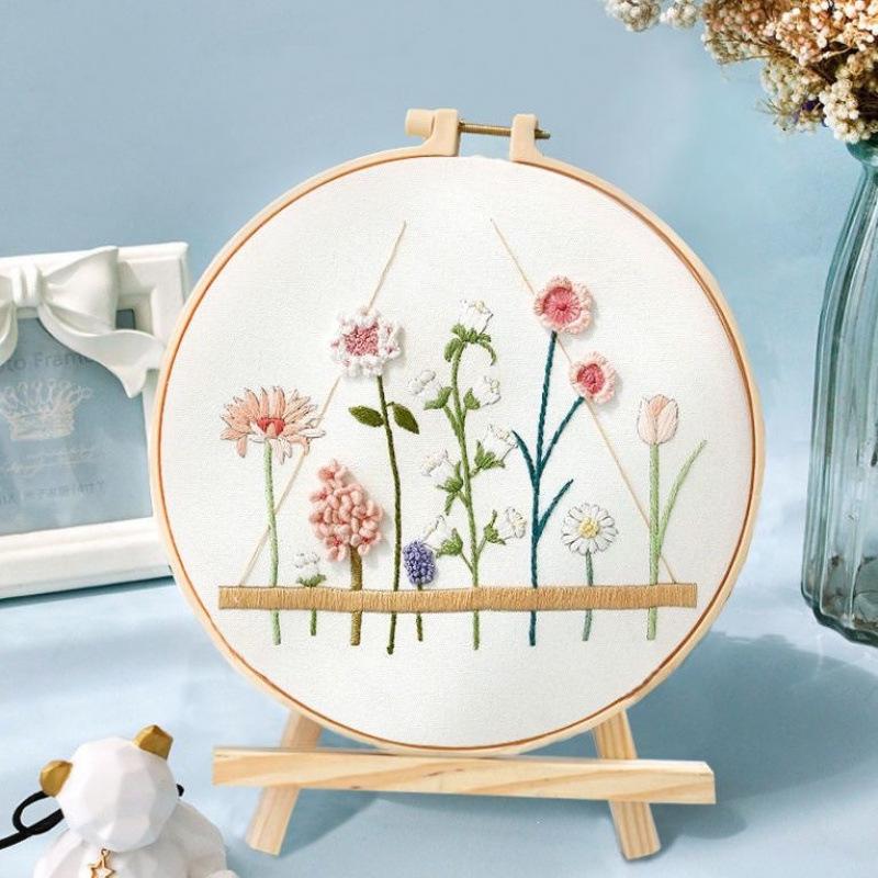Beginner's Hand Embroidery Kit: Create Su Embroidery, Punch Needle, Ribbon Embroidery, and Cross-Stitch Items.