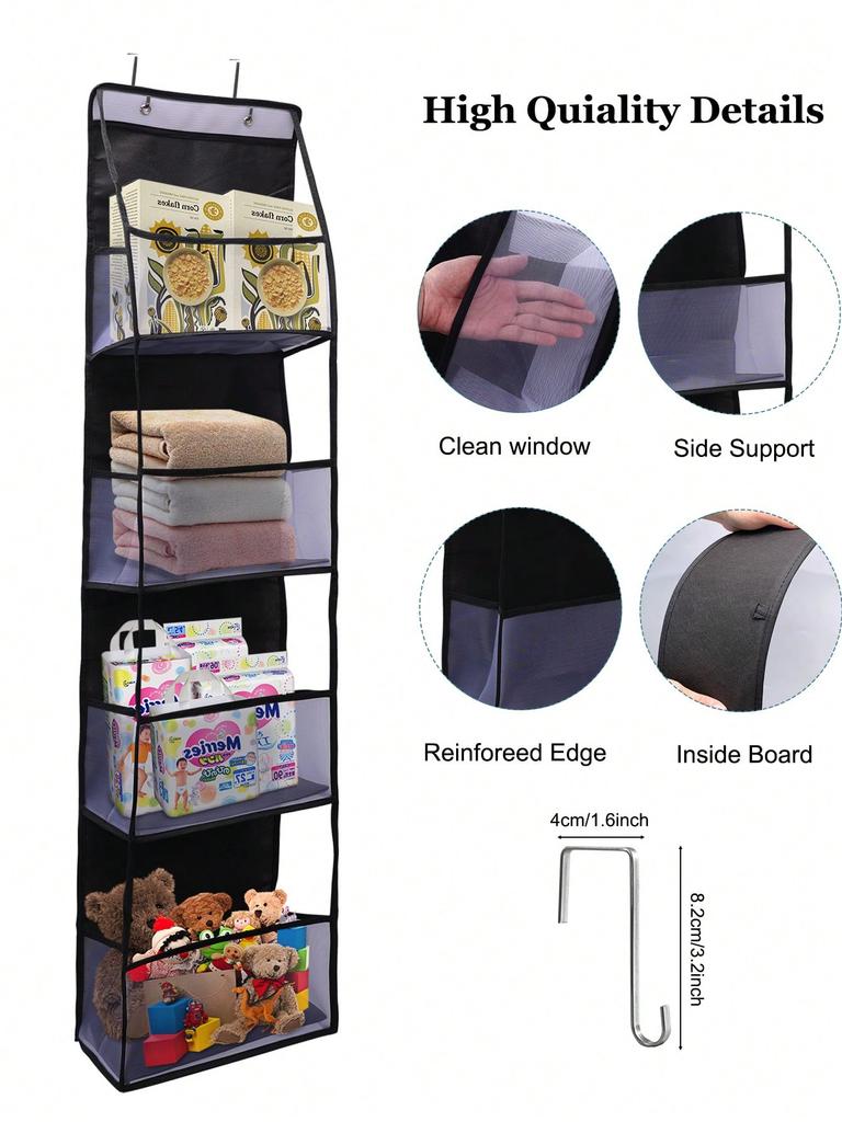1pc 4 Layer Over The Door Hanging Organizer,Cosmetics Wall Hanging Storage Organizer,Large Capacity Mesh Holder With Clear Pockets Hanging Storage Bag