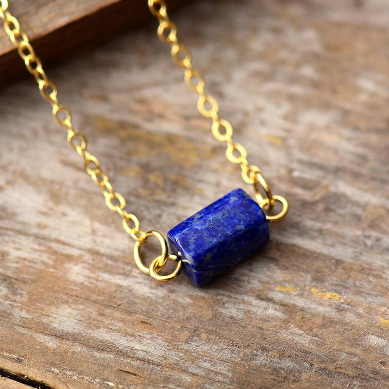 High Quality Natural Stone Simple Fashion French Hexagonal Column Pendant Necklace Popular Jewelry Crystal Jewelry